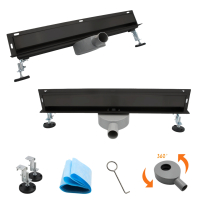 Odpływ liniowy ŚCIENNY CZARNY OBROTOWY 360° - 90 cm